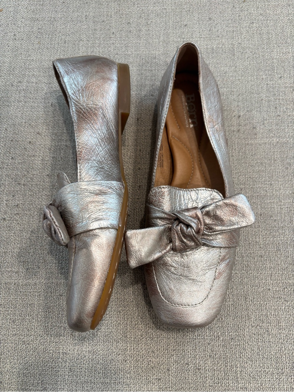 Born Metallic Pewter Knot-Detail Loafers for Women